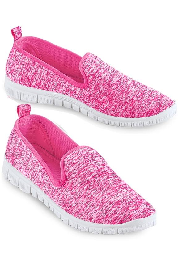 Collections Etc Slip On Lightweight Memory Foam Sole Sneakers, Wide Width