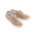 thumbnail image 1 of Collections Etc Slip-On Sneaker Shoes with Padded Insoles and Stripe Accent, Cotton, Tan, 11, 1 of 2