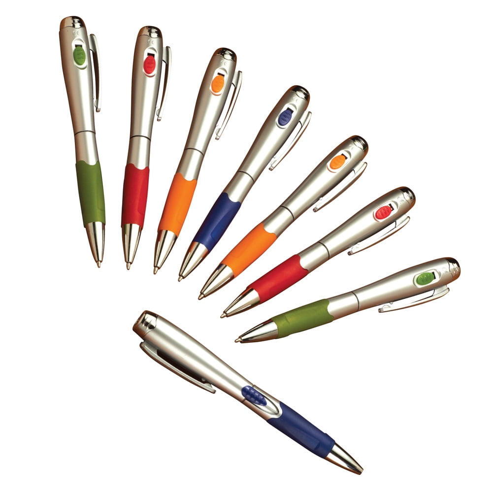 Collections Etc SmoothWriting Blackink Pens with Flashlight at the
