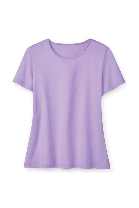 Collections Etc Soft Knit Crew Neck Short Sleeve Cotton Tee | Cotton, Polyester | Machine Wash