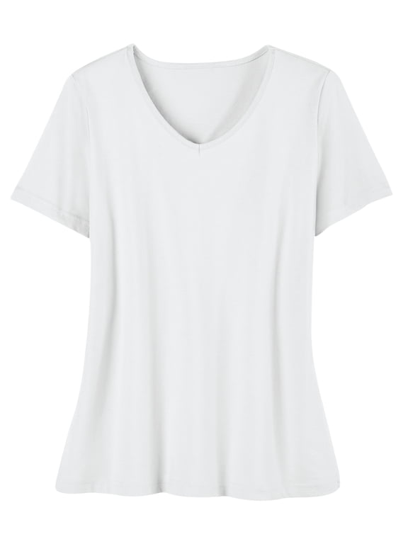 Collections Etc Soft Knit V-Neck Short-Sleeve Basic Cotton and Polyester Tee
