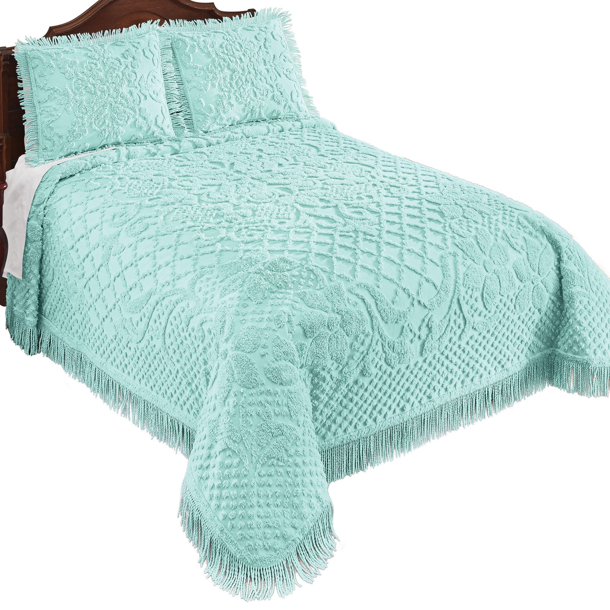 Collections Etc Soft & Luxurious Diamond Pattern Bella Chenille Bedspread Honeydew Full