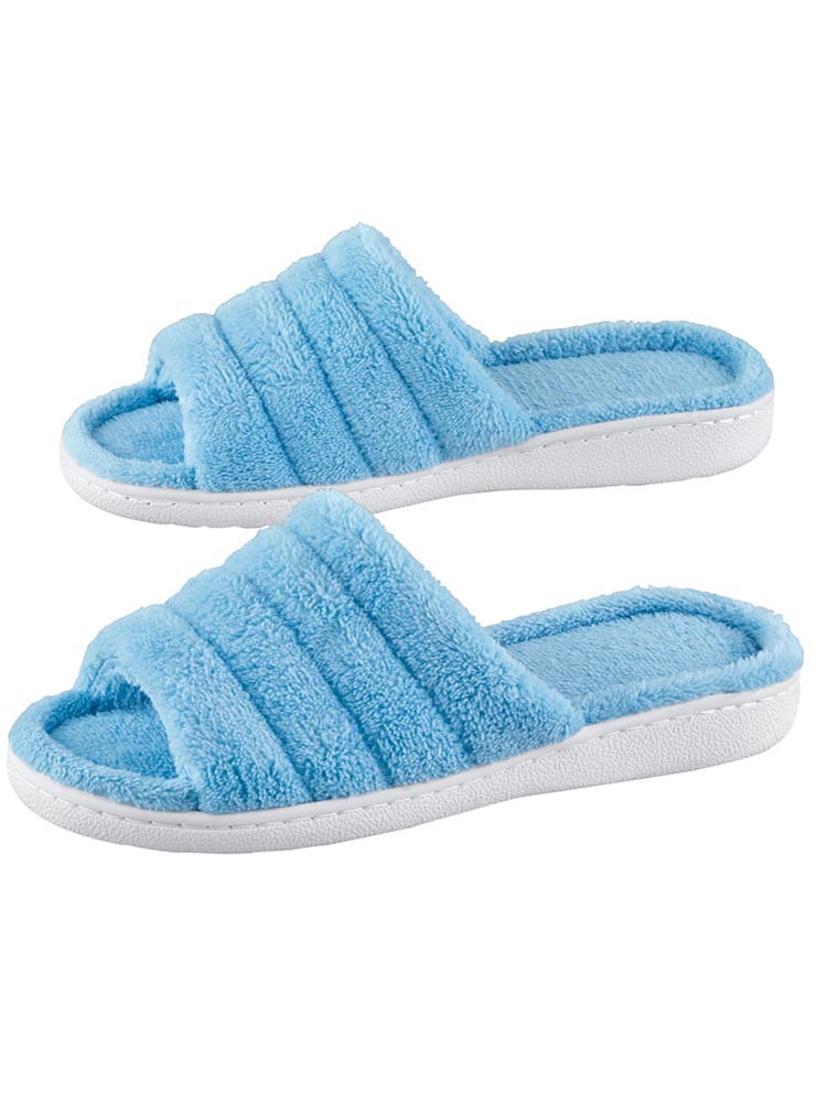 Light blue fuzzy 2025 slippers