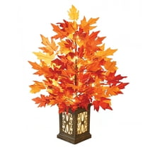 Collections Etc Solar LED Lighted Autumn Maple Tree with Vase