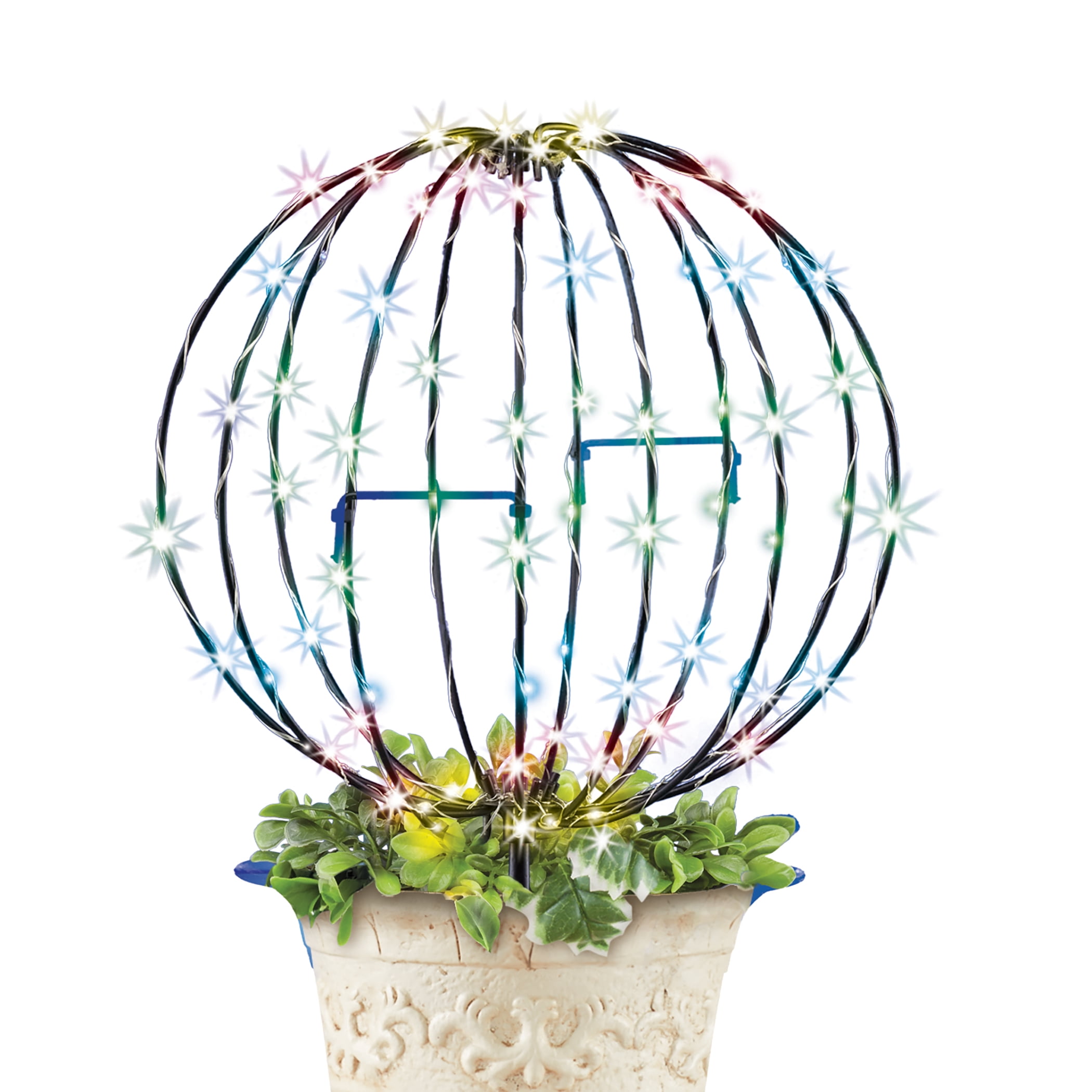 Collections Etc Solar Lighted Multicolor Metal Sphere Outdoor Holiday