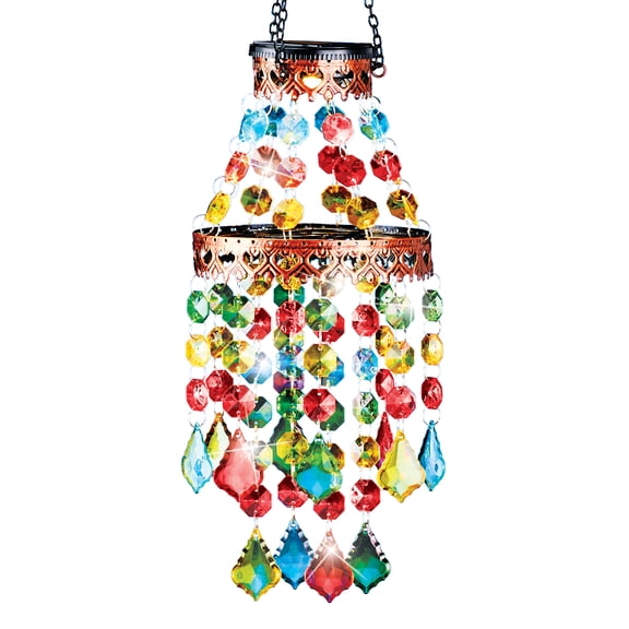 Collections Etc Solar Powered Colorful Sparkling Beads Chandelier Mobile
