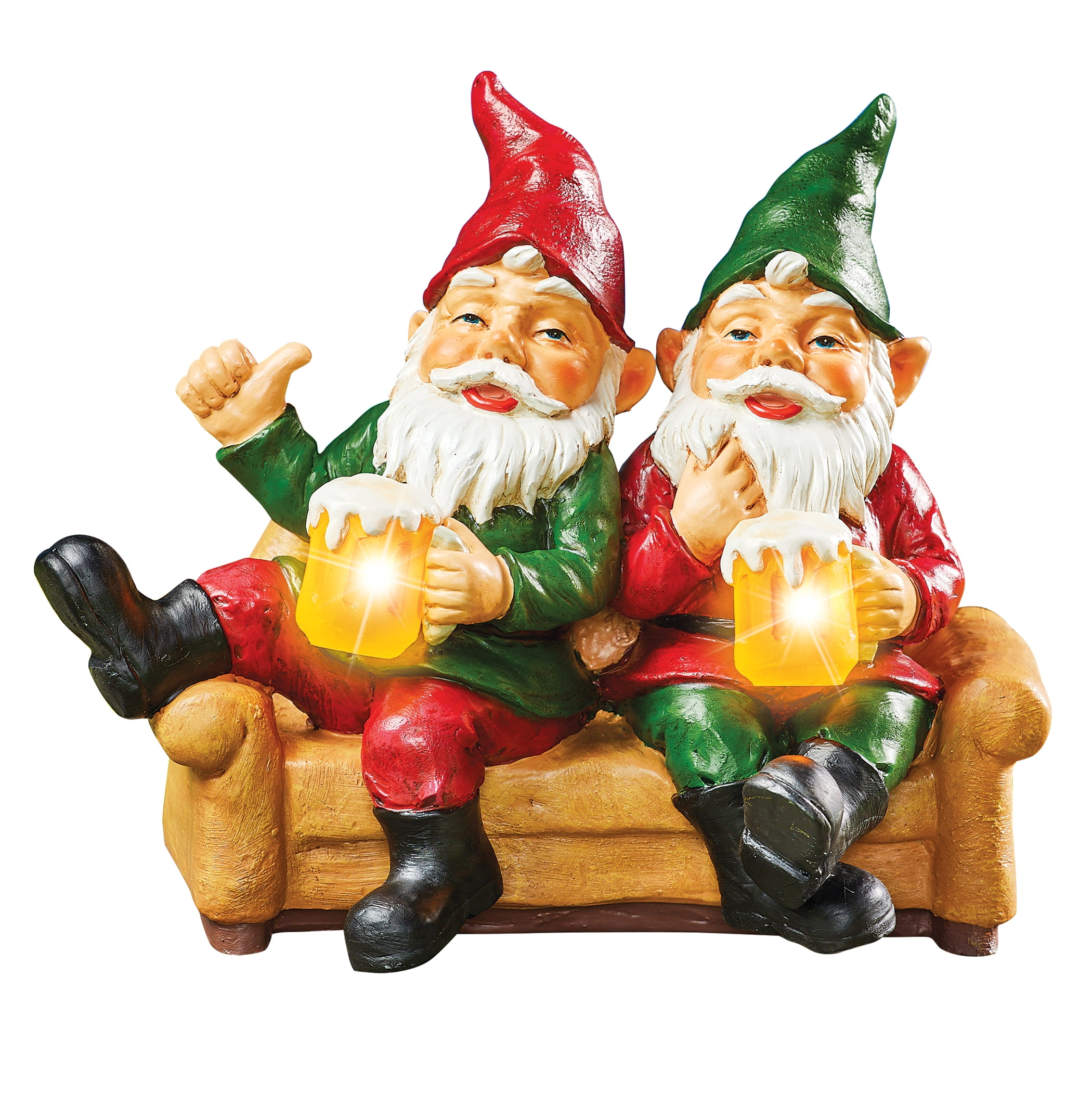 Solar-Powered Resin Garden Gnomes with Light-Up Beer Mugs