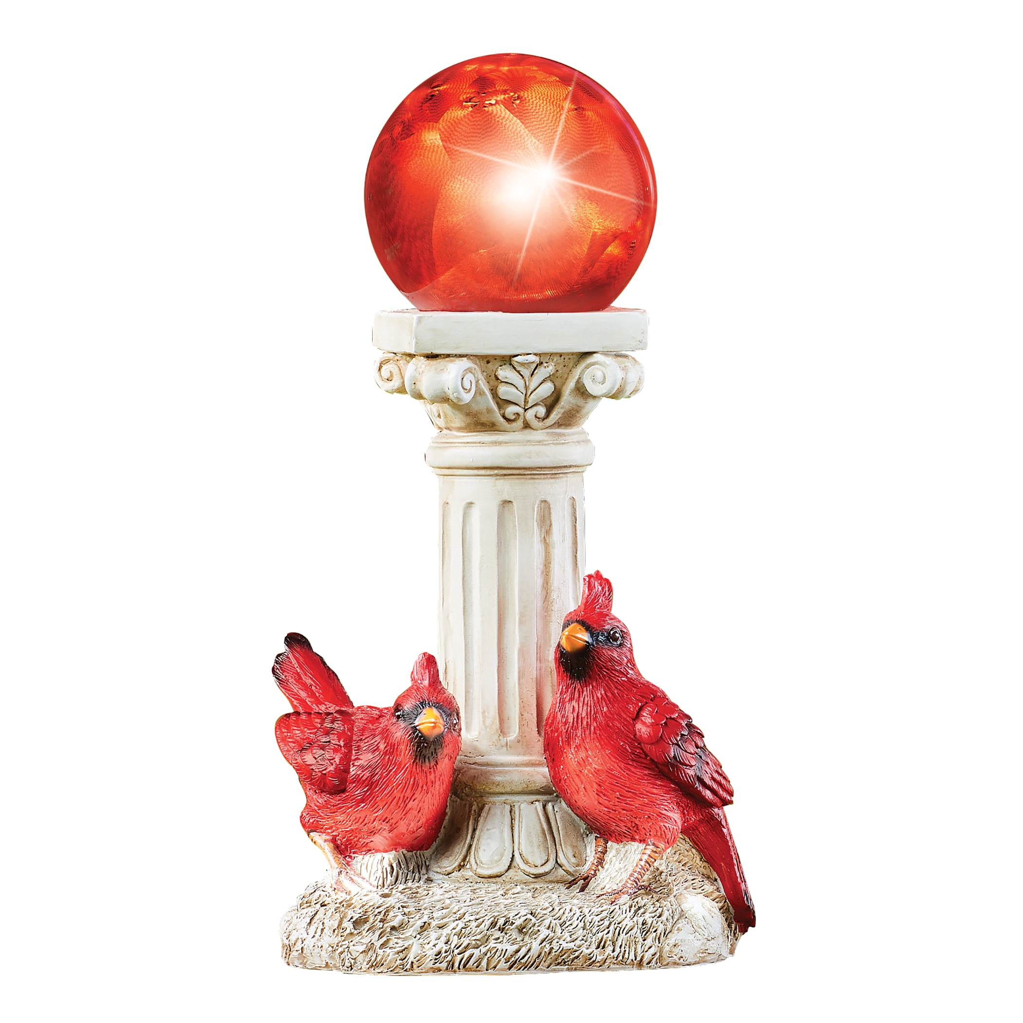 Solar Powered Hand-Painted Red Cardinals Garden Light