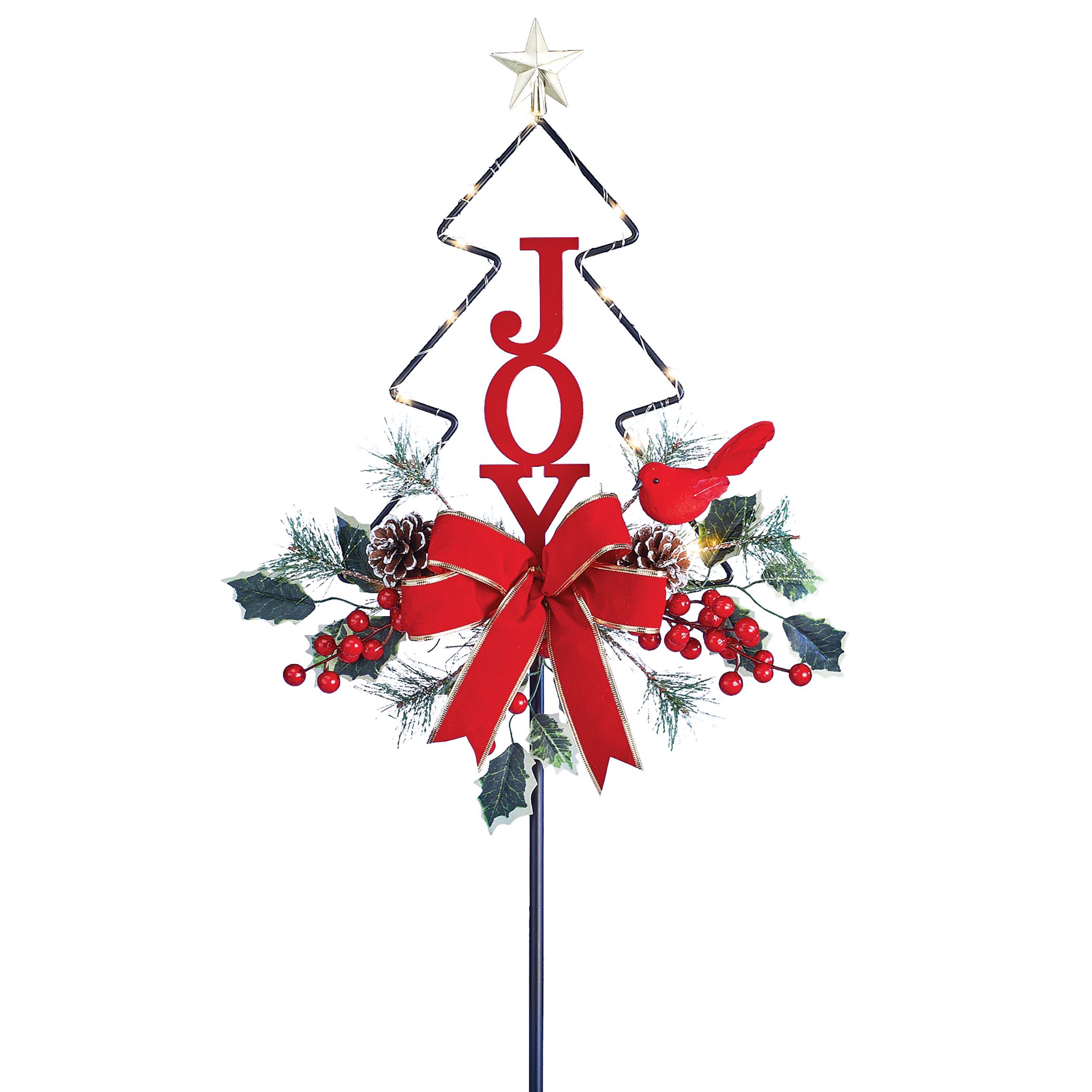 Collections Etc Solar Powered Joy Christmas Tree Outdoor Garden Stake