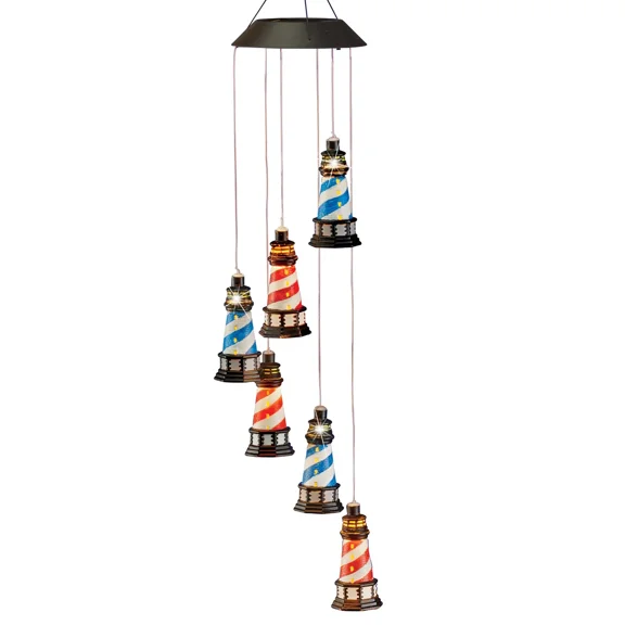 Collections Etc Solar Powered Nautical Lighthouse Garden Mobile
