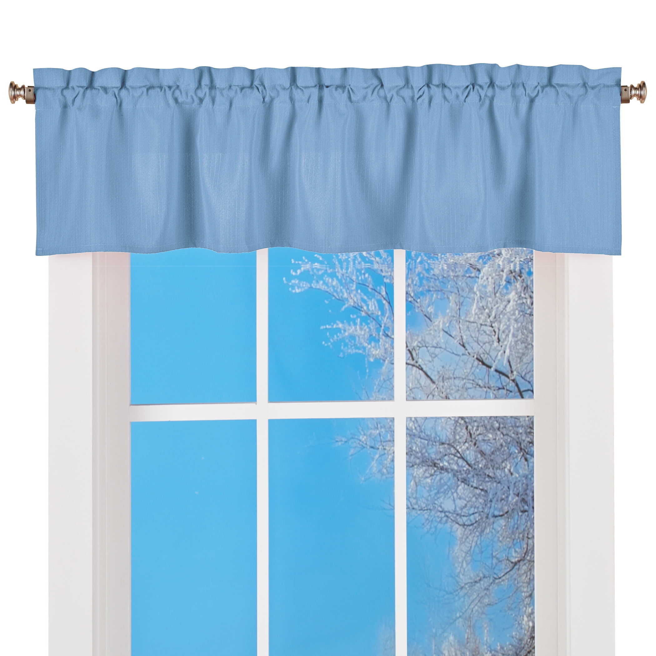 Blue Polyester Textured Window Valance 54" x 12"