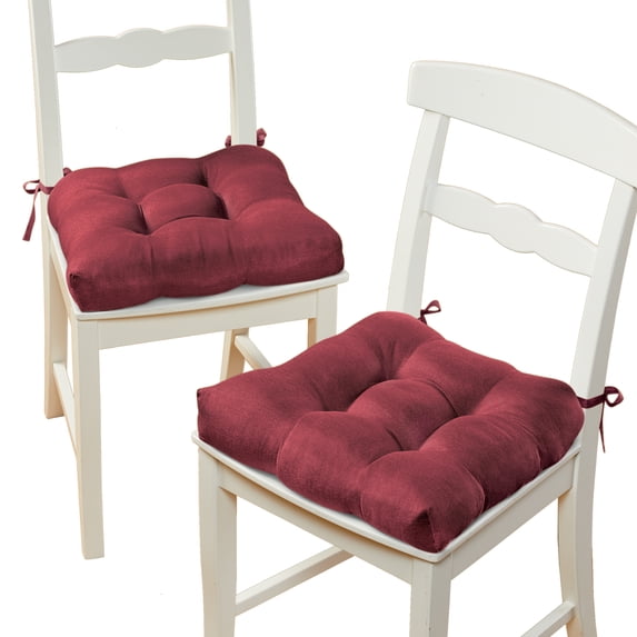 Collections Etc Solid Color Tufted Chair Cushions with Tiebacks - Set of 2