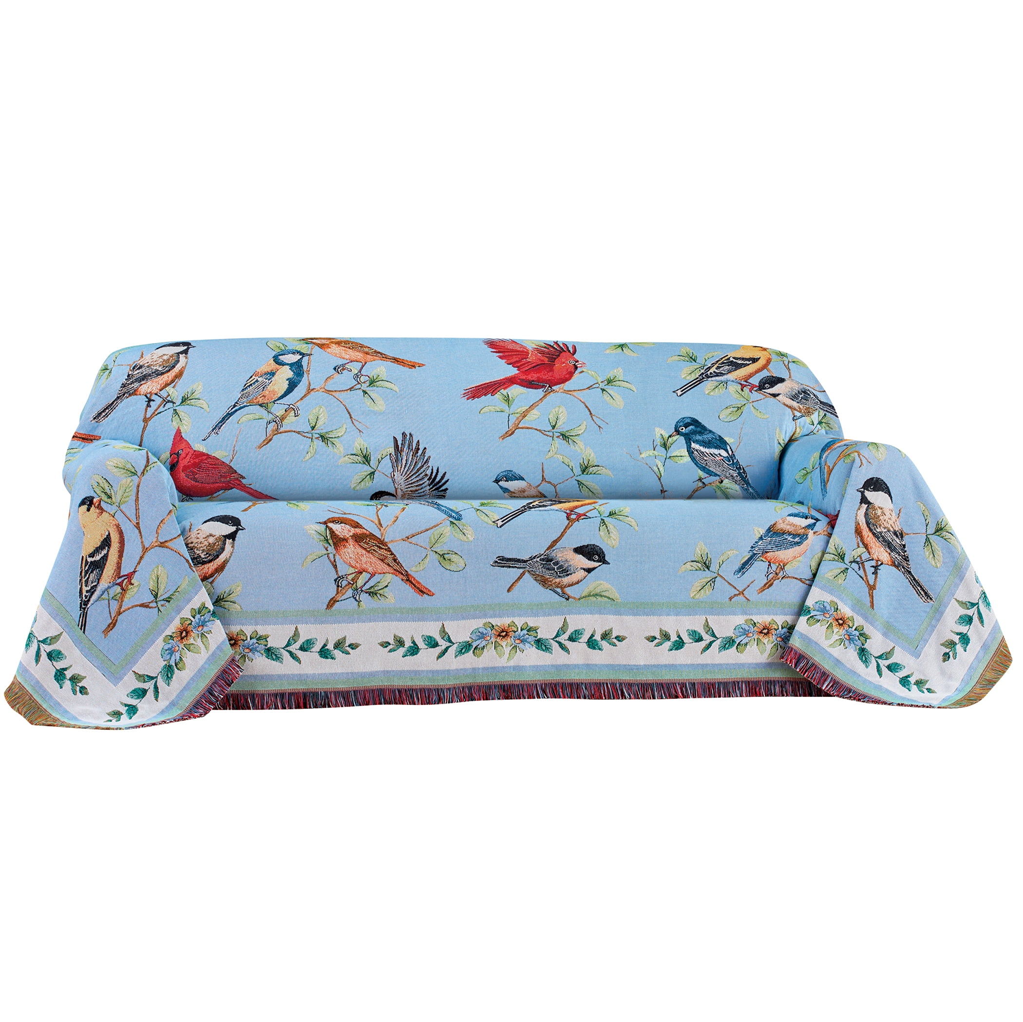 Collections Etc Songbirds and Branches Tapestry Furniture Throw Blanket