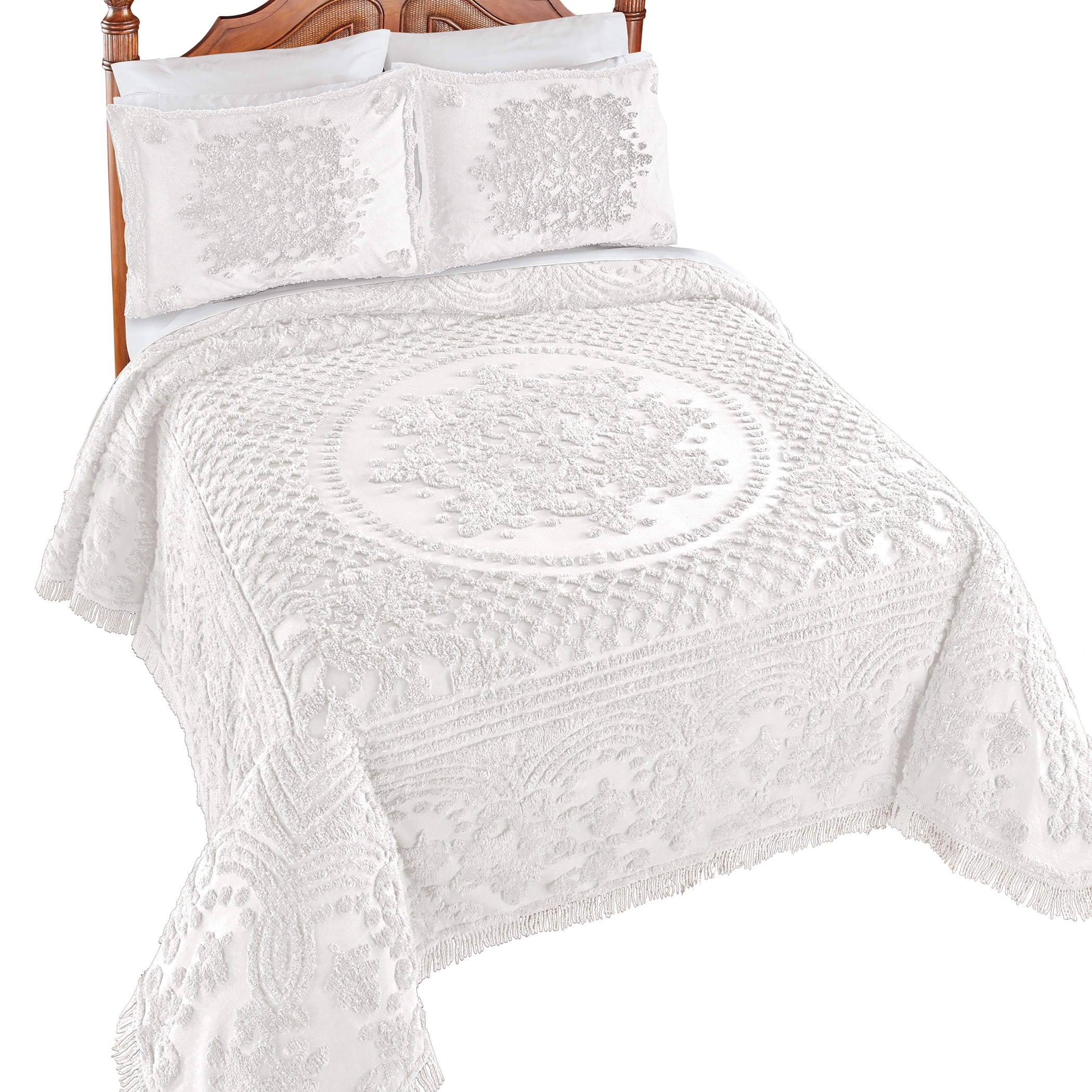Collections Etc Sophie Textured Chenille Fringe Border Bedspread