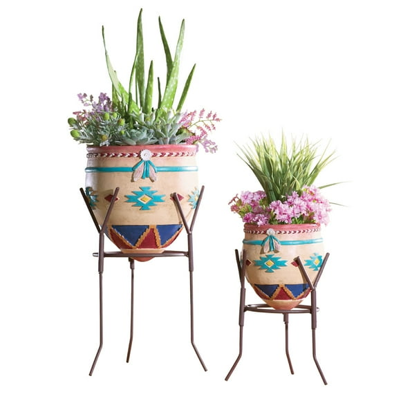 Collections Etc Southwest Garden Planters - Set of 2 NO SIZE
