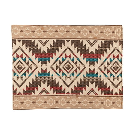 Collections Etc Southwest Geometric Pillow Sham with Patterned Border - Decorative Bedroom Accent