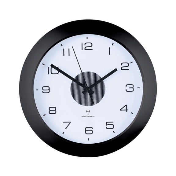 Collections Etc Split-second Precision Atomic Wall Clock With Light - Radio-Controlled, Cordless, Easy-to-Read Numbers - Automatic Adjusting for Daylight Savings - 12"Dia x 2.25"H
