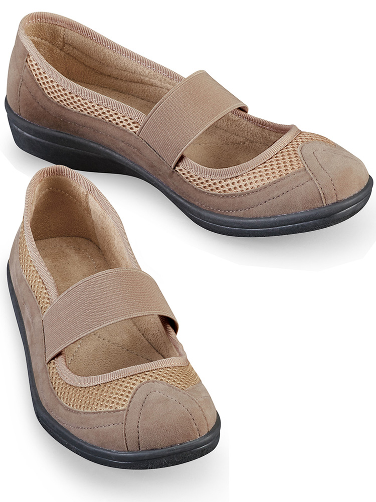 Collections Etc Sporty Stretch Strap Mary Jane Comfort Slip-on Shoes, Microsuede Mesh Uppers, Insoles - image 1 of 2
