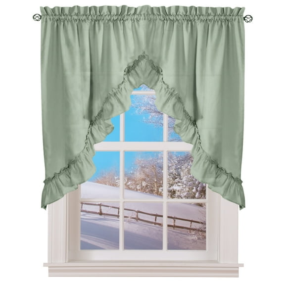 Collections Etc Stacey Ruffled Window Swag Set Rod Pocket Curtains, 38” x 30” (2 Panels)