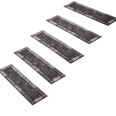 Collections Etc Stone and Pebbles Rubber Stair Tread Grey 35 1/2" x 9 1/2"