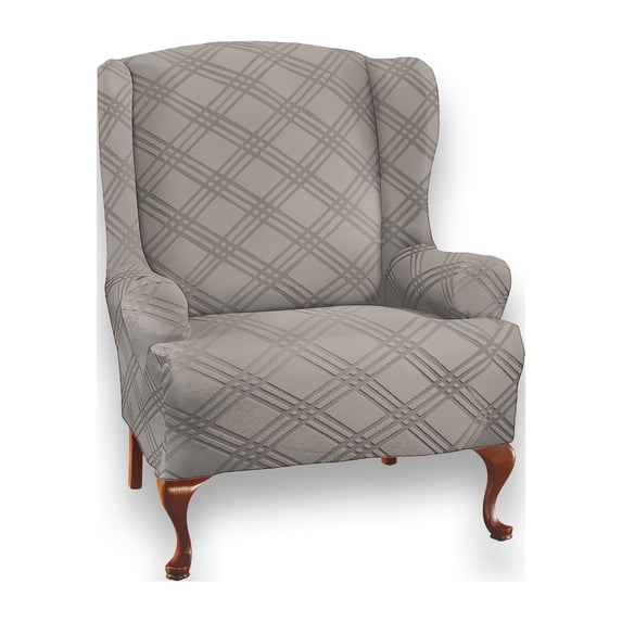 Collections Etc Stretch Sensations Stretch Double Diamond Wing Chair Slipcover - Wing Chair