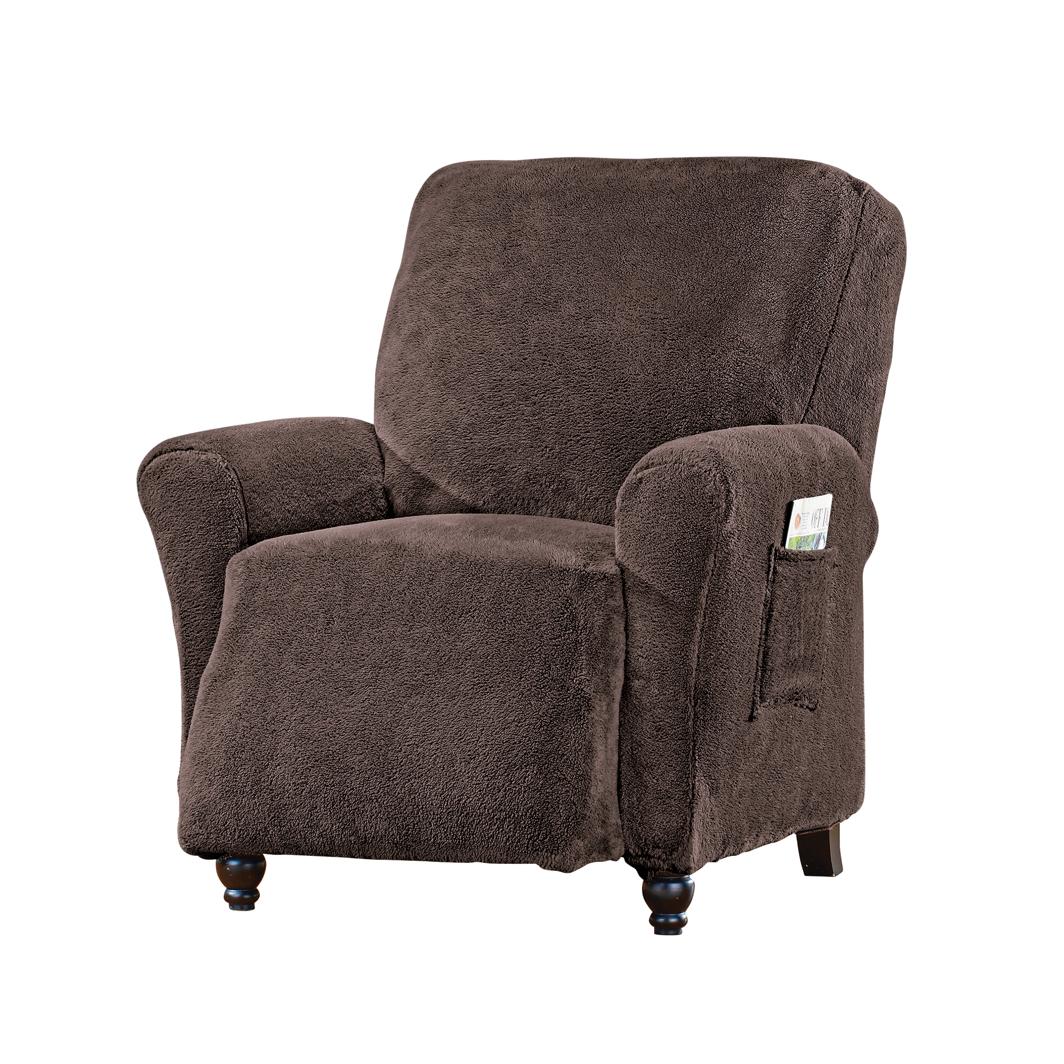 Collections Etc Stretch Sherpa Fleece Furniture Cover Chocolate Recliner
