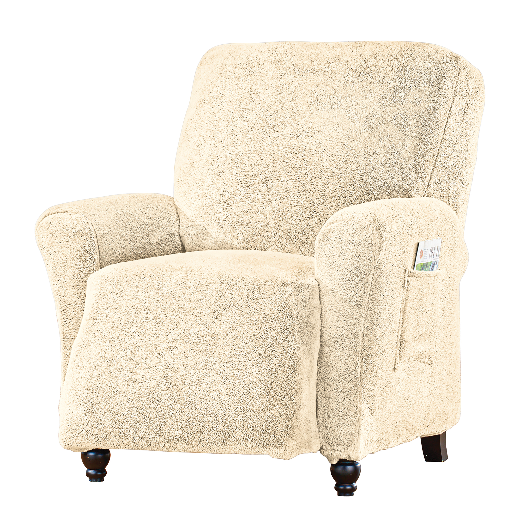 Collections Etc Stretch Sherpa Fleece Furniture Cover Natural Jumbo Recliner - image 1 of 2