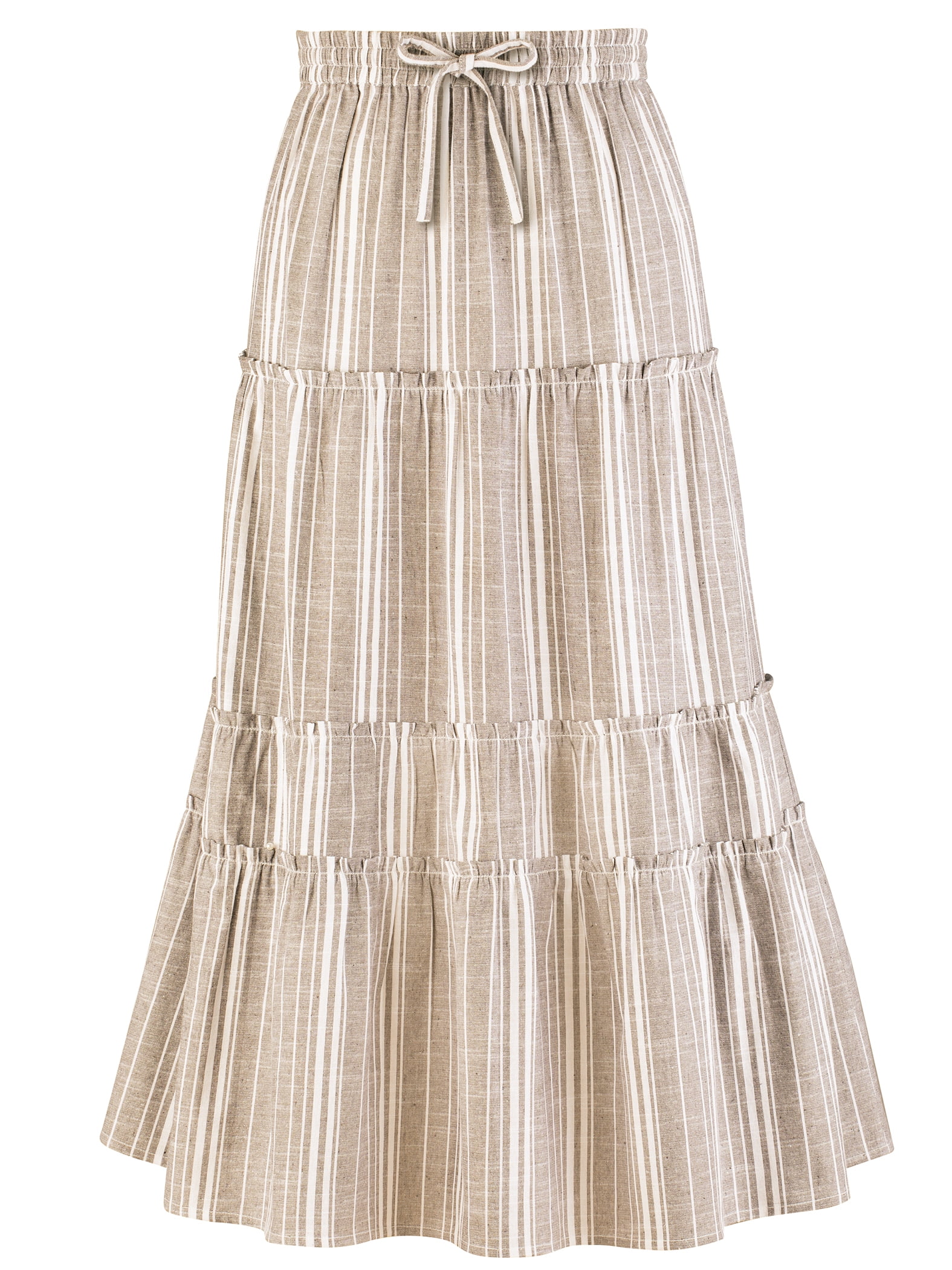 Collections Etc Striped Tiered Pull-On Elasticized Drawstring Waist ...