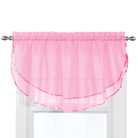 Collections Etc Stylemaster Elegance Sheer Voile Ascot Valance, 60" X 24", Pink