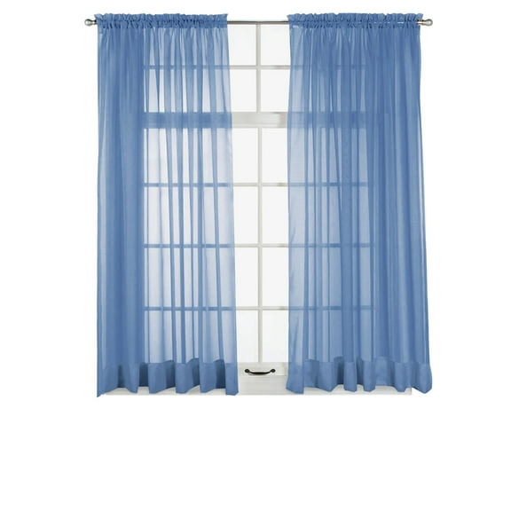 Collections Etc Stylemaster Elegance Voile Rod Pocket Panel, 60 by 84-Inch, Cobalt