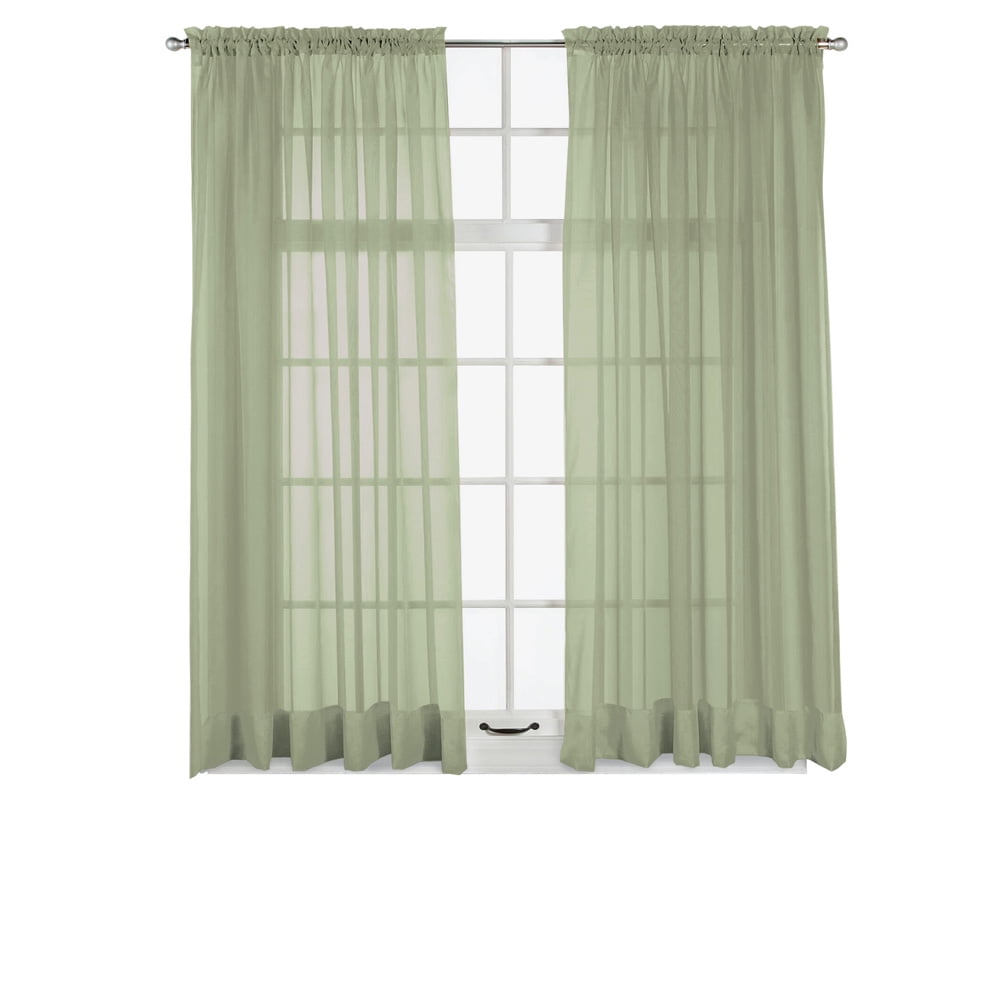 Sage Green Sheer Polyester Rod Pocket Drape Panel
