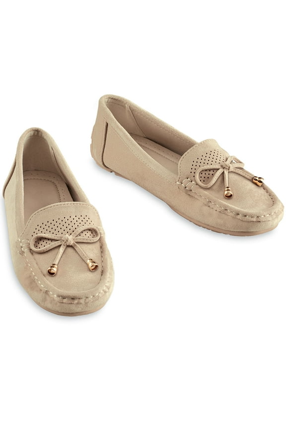 Collections Etc Stylish Microsuede Tassel Tie Cut-Out Pattern Moccasins