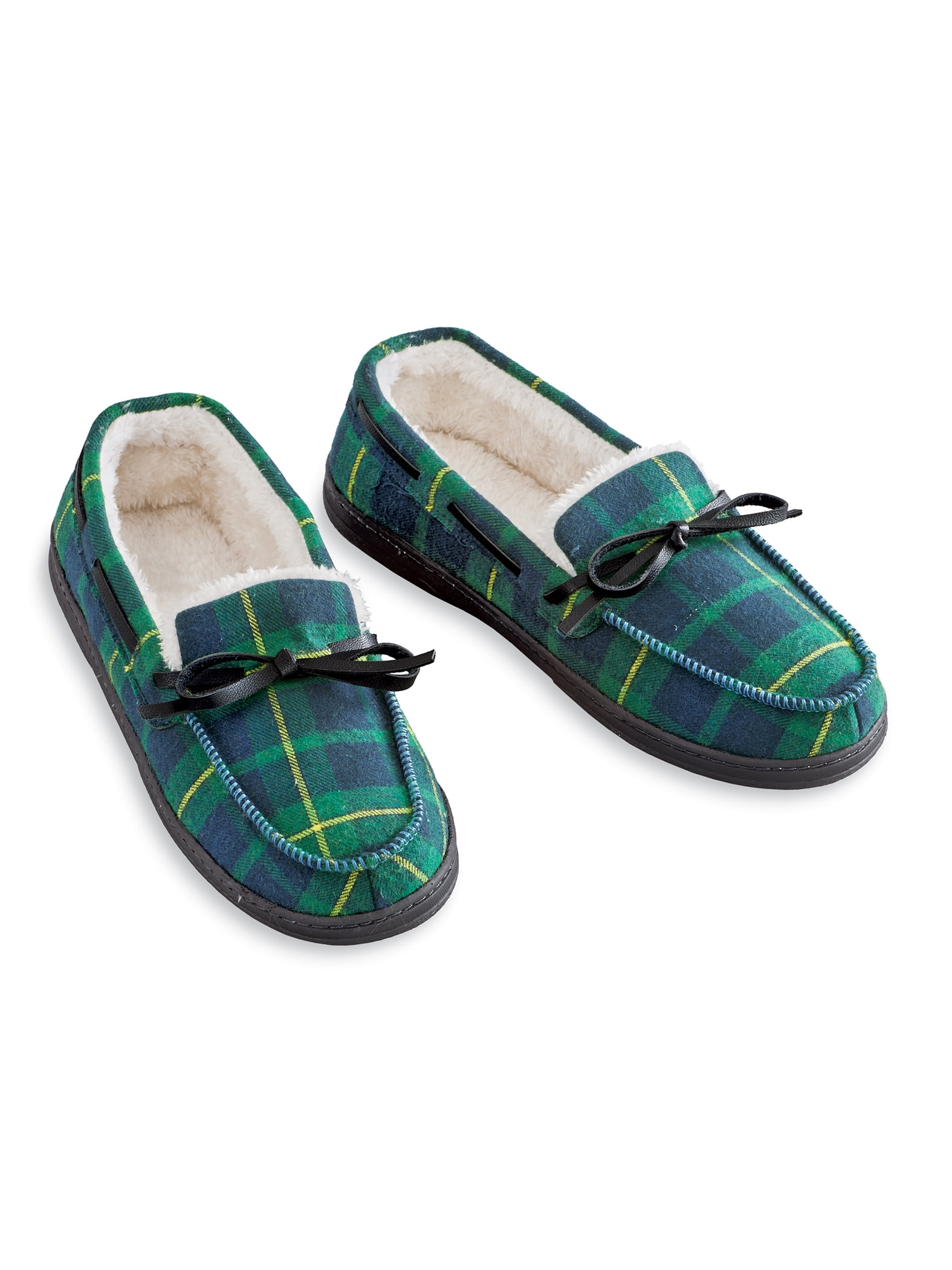Collections Etc Super Soft Plaid Plush Lining Durable Moccasin