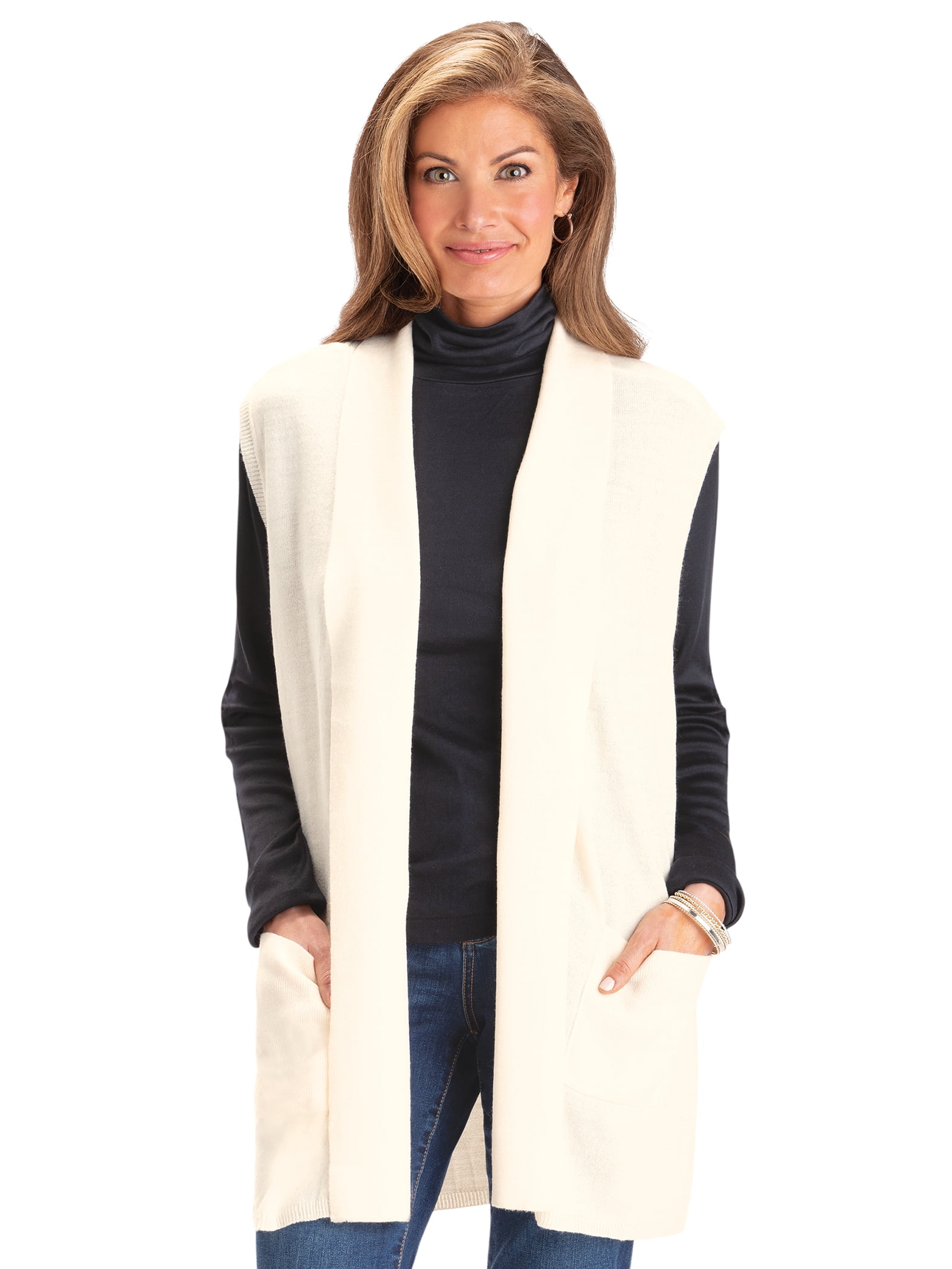 So Me Textured Sweater Vest Top With Pockets