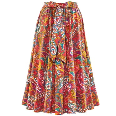 Collections Etc Tie Waist Paisley Print Full Length Skirt