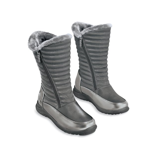 Collections Etc Totes Waterproof Quilted Double Zipper Lined Boots