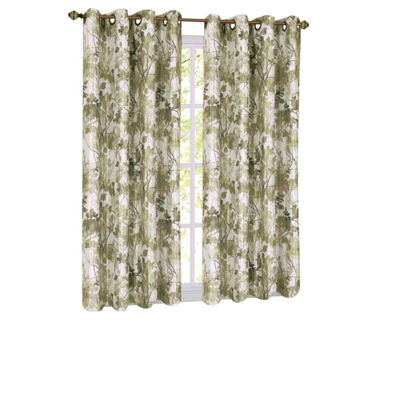 Collections Etc Tranquil Trees Grommet Top Insulated Room Darkening Thermal Black Out Window Curtain Panel, Green, 50" X 63"