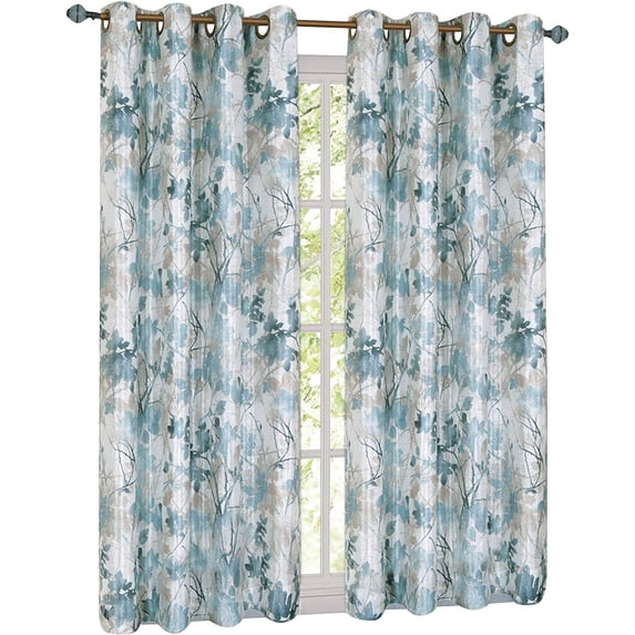 Collections Etc Tranquil Trees Grommet Top Insulated Room Darkening Thermal Black Out Window Curtain Panel, Mist, 50" X 63"
