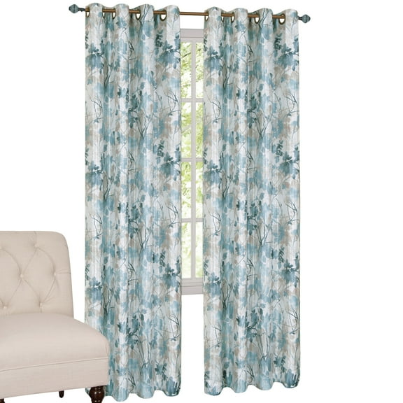 Collections Etc Tranquil Trees Grommet Top Insulated Room Darkening Thermal Black Out Window Curtain Panel, Mist, 50" X 84"