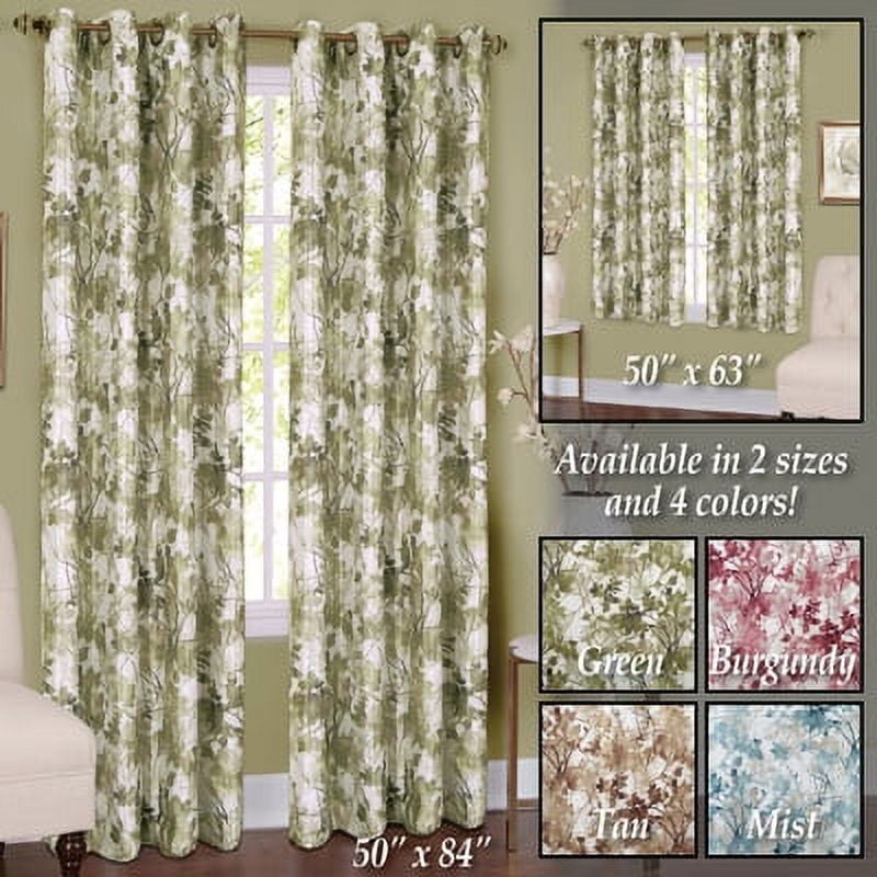 Tan Polyester Blackout Kitchen Window Panel with Lace Detail
