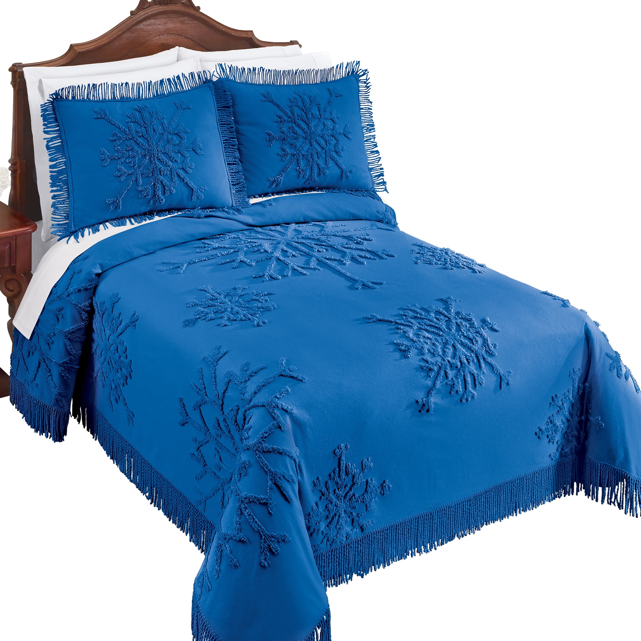 Collections Etc Tufted Snowflake Chenille Fringe Border Bedspread