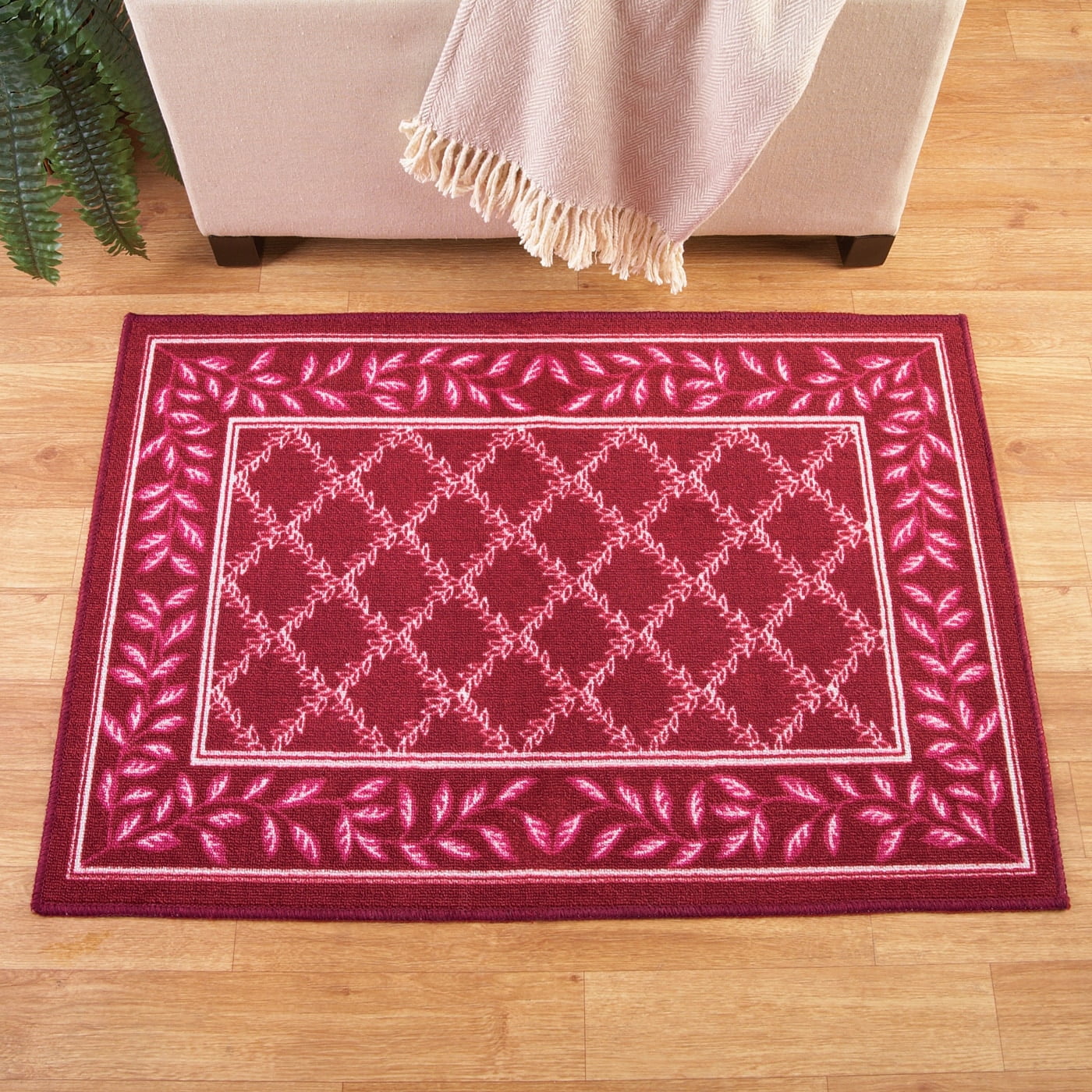 Burgundy Braided Non-slip Synthetic Rectangular Rug 24" x 36"