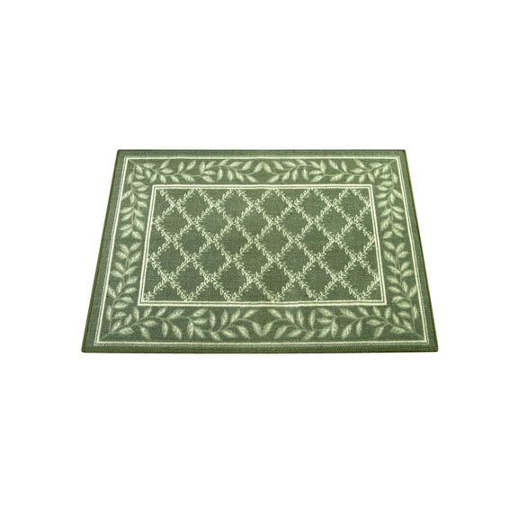 Collections Etc Two-Tone Leaf Lattice Rug Sage - 24" x 36"