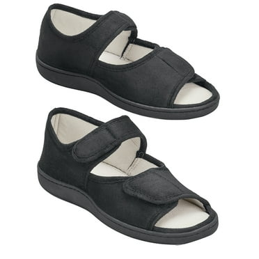 Collections Etc Ultra Lightweight Adjustable Memory Foam Sandals - Comfortable, Easy-to-Wear, Adjustable Touch Closures, Open Toe Design - Non-Slip, Cushioned, Memory Foam Insoles