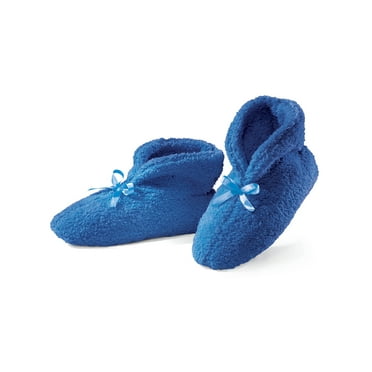 Collections Etc Ultra Plush Chenille Slippers, Royal Blue, X-Large