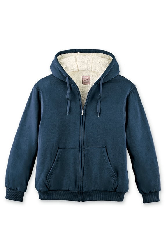 Collections Etc Ultra Soft Sherpa Lined Zip-Up Hooded Sweatshirt