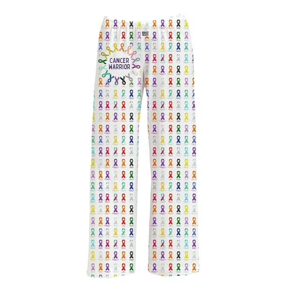 Collections Etc Unisex Cancer Warrior Elastic Waist Lounge Pants with Pockets Multi-Colored Medium