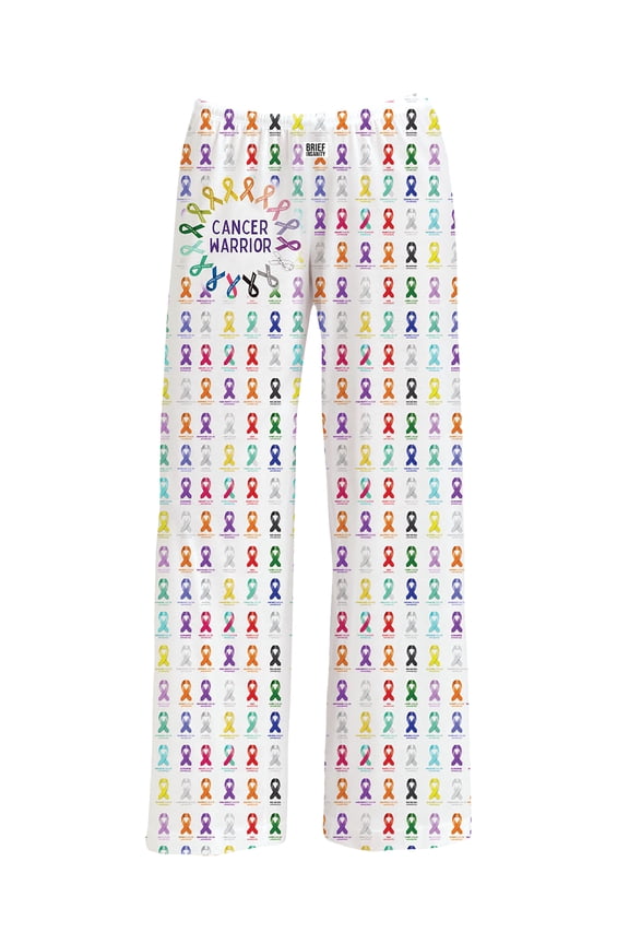 Collections Etc Unisex Cancer Warrior Elastic Waist Lounge Pants with Pockets Multi-Colored X-Large
