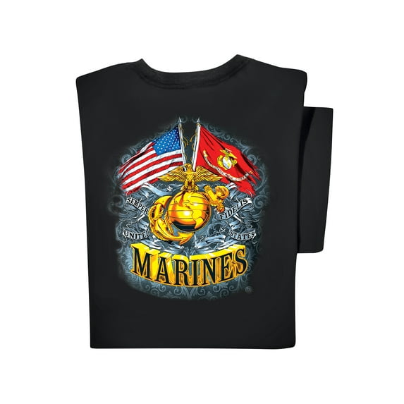 Collections Etc Unisex Double Flag Military T-shirt Marines Medium