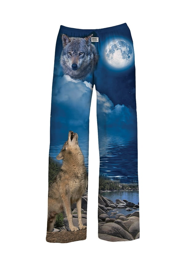 Collections Etc Unisex Howling Wolf Relaxed Fit Drawstring Lounge Pants Multi-Colored XX-Large
